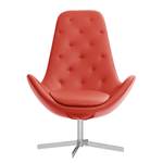 Fauteuil Houston III echt leer Echt leer Neka: Rood - Chrome