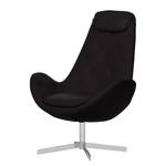 Fauteuil Houston III echt leer Echt leer Neka: Zwart - Chrome