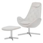 Fauteuil Houston III echt leer Echt leer Neka: Wit - Chrome