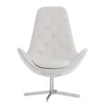 Fauteuil Houston III echt leer Echt leer Neka: Wit - Chrome