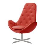 Fauteuil Houston III echt leer Echt leer Neka: Rood - Roestvrij staal