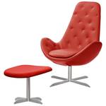 Fauteuil Houston III echt leer Echt leer Neka: Rood - Roestvrij staal