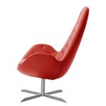 Fauteuil Houston III echt leer Echt leer Neka: Rood - Roestvrij staal