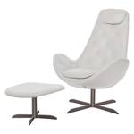 Fauteuil Houston III Cuir véritable Cuir véritable Neka : Blanc - Acier inoxydable