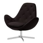 Fauteuil Houston IV echt leer Echt leer Neka: Donkerbruin - Chrome