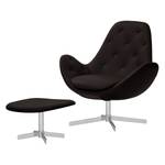 Fauteuil Houston IV echt leer Echt leer Neka: Donkerbruin - Chrome