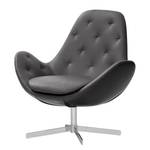 Fauteuil Houston IV echt leer Echt leer Neka: Grijs - Chrome