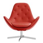 Fauteuil Houston IV echt leer Echt leer Neka: Rood - Chrome