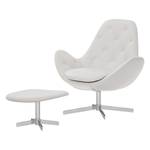 Fauteuil Houston IV echt leer Echt leer Neka: Wit - Chrome