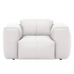 Fauteuil Hudson geweven stof Echt leer Neka: Wit