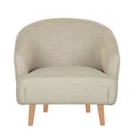 Sessel Juna Strukturstoff/Webstoff - Fischgrätmuster Beige - Mit Hocker