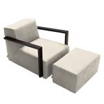 Fauteuil Lazy antiekleren look - Beige - Met hocker