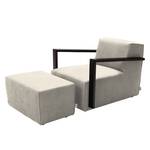 Fauteuil Lazy Imitation cuir aspect vieilli - Beige - Avec repose-pieds