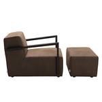 Fauteuil Lazy Imitation cuir aspect vieilli - Marron - Avec repose-pieds