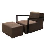 Fauteuil Lazy antiekleren look - Bruin - Met hocker