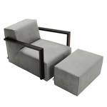 Fauteuil Lazy Imitation cuir aspect vieilli - Gris - Avec repose-pieds