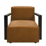 Fauteuil Lazy Imitation cuir aspect vieilli - Marron clair - Avec repose-pieds