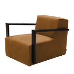 Fauteuil Lazy Imitation cuir aspect vieilli - Marron clair - Avec repose-pieds