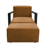 Fauteuil Lazy Imitation cuir aspect vieilli - Marron clair - Avec repose-pieds