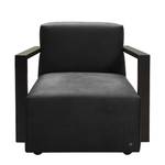 Fauteuil Lazy Imitation cuir aspect vieilli - Noir - Avec repose-pieds