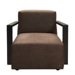 Fauteuil Lazy Imitation cuir aspect vieilli - Marron - Sans repose-pieds