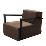 Fauteuil Lazy Imitation cuir aspect vieilli - Marron - Sans repose-pieds