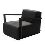 Fauteuil Lazy Imitation cuir aspect vieilli - Noir - Sans repose-pieds