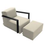 Fauteuil Lazy Tissu structuré - Beige - Avec repose-pieds