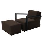 Fauteuil Lazy structuurstof - Bruin - Met hocker