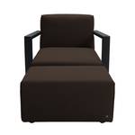 Fauteuil Lazy structuurstof - Bruin - Met hocker