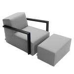 Fauteuil Lazy structuurstof - Lichtgrijs - Met hocker