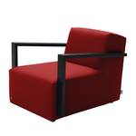 Fauteuil Lazy Tissu structuré - Rouge - Avec repose-pieds