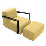 Fauteuil Lazy structuurstof - Maïsgeel - Met hocker