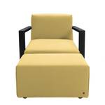 Fauteuil Lazy structuurstof - Maïsgeel - Met hocker