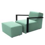 Fauteuil Lazy structuurstof - Mintkleurig - Met hocker