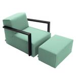 Fauteuil Lazy structuurstof - Mintkleurig - Met hocker