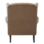 Fauteuil à oreilles Miscol Aspect cuir vieilli - Gris congo - Avec repose-pieds