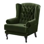 Fauteuil à oreilles Miscol Velours - Vert vieilli - Avec repose-pieds