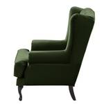 Fauteuil à oreilles Miscol Velours - Vert vieilli - Avec repose-pieds