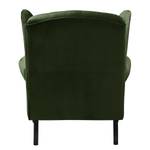 Fauteuil à oreilles Miscol Velours - Vert vieilli - Avec repose-pieds