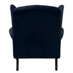 Fauteuil à oreilles Miscol Velours - Bleu foncé - Avec repose-pieds