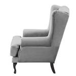 Fauteuil à oreilles Miscol Velours - Gris lumineux - Avec repose-pieds