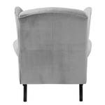 Fauteuil à oreilles Miscol Velours - Gris lumineux - Avec repose-pieds