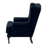 Fauteuil à oreilles Miscol Velours - Bleu foncé - Sans repose-pieds