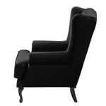 Fauteuil à oreilles Miscol Velours - Noir - Sans repose-pieds