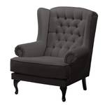 Fauteuil à oreilles Miscol Tissu - Anthracite - Avec repose-pieds