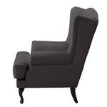 Fauteuil à oreilles Miscol Tissu - Anthracite - Avec repose-pieds