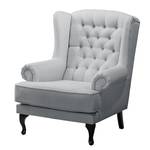 Fauteuil à oreilles Miscol Tissu - Gris argenté - Avec repose-pieds