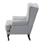 Fauteuil à oreilles Miscol Tissu - Gris argenté - Avec repose-pieds