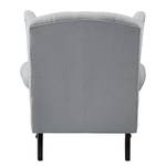 Fauteuil à oreilles Miscol Tissu - Gris argenté - Avec repose-pieds